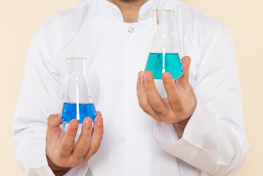 Scientist analyzing drinking water samples in a Qatar testing laboratory